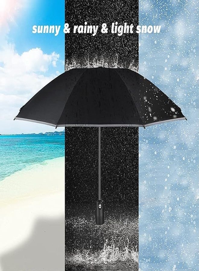 MIXEN Inverted Umbrella with Fiberglass Ribs, Auto Open/Close Reinforced Windproof Folding Umbrella with Anti-UVCoating, Travel Umbrella, Reflective Stripes for Night Safety, Black - Image 5